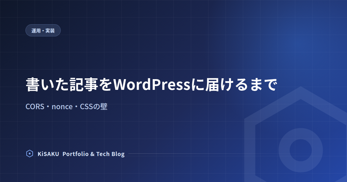 書いた記事をWordPressに届けるまで — CORS・nonce・CSSの壁